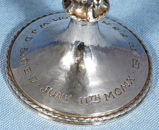 An Edwardian Arts & Crafts silver goblet, by Omar Ramsden & Alwyn Carr, Height 152mm Weight 5.5oz/174grms